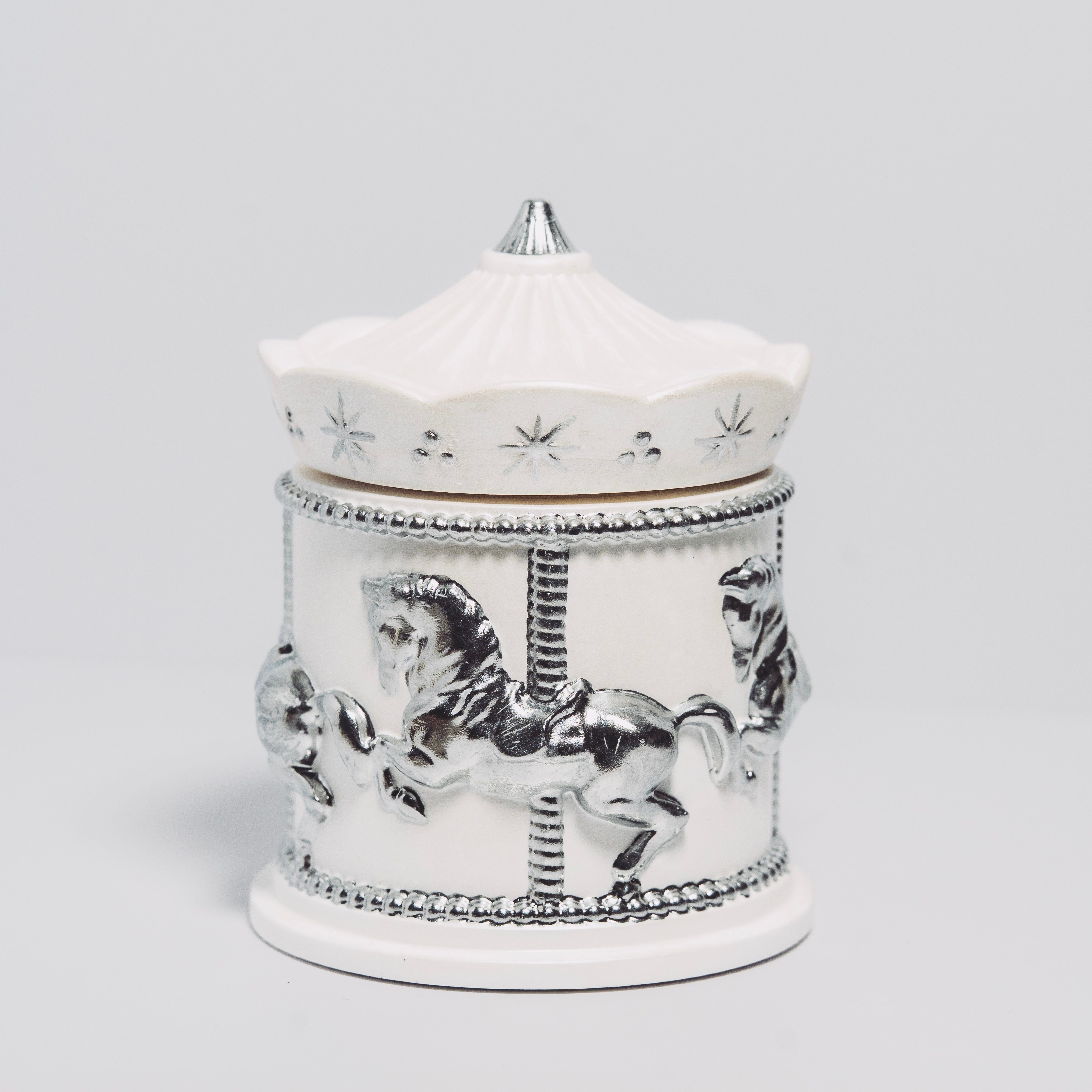 Holiday Gold Carousel Candle – White Pearl Edition