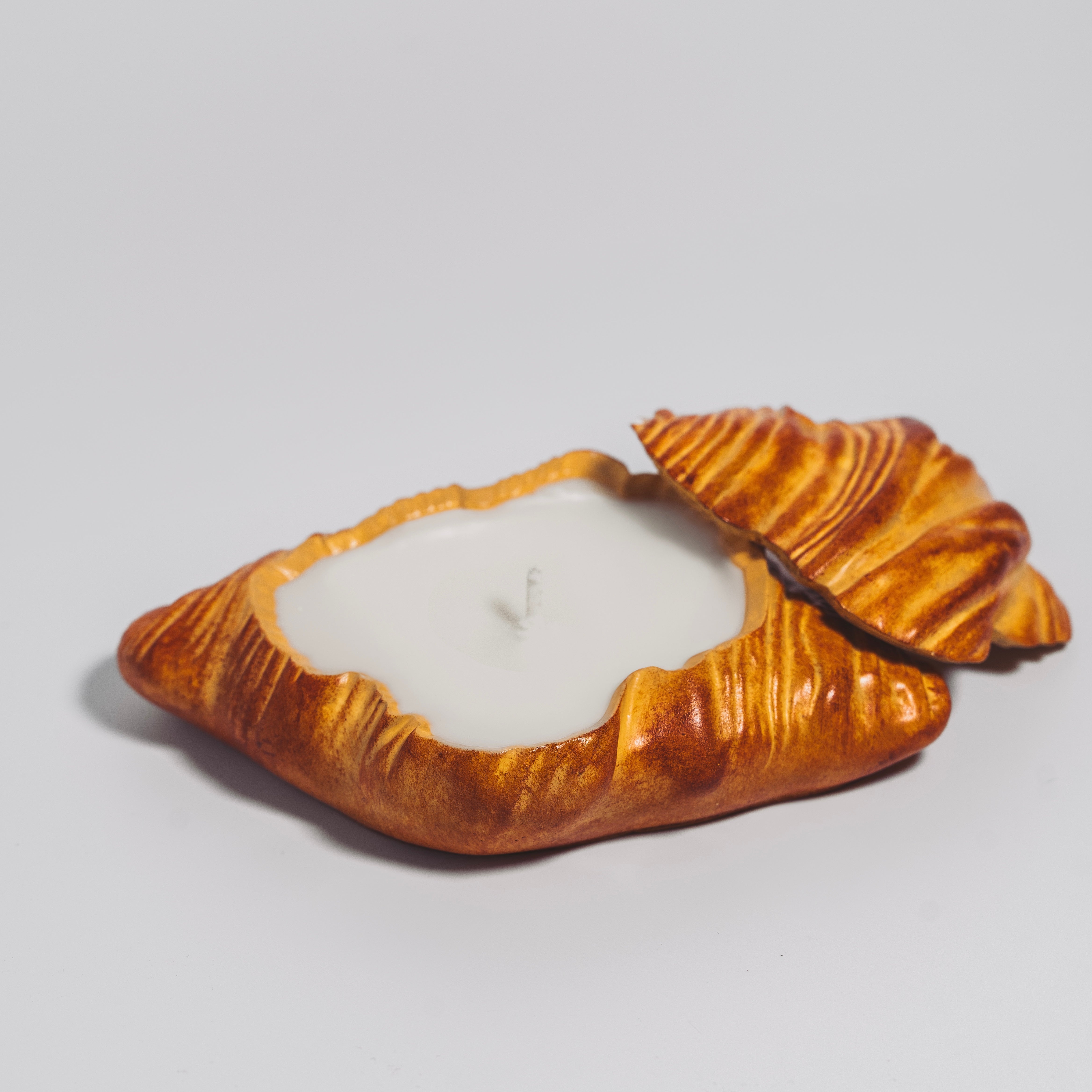 Luxury croissant-shaped soy wax candle decorative art object